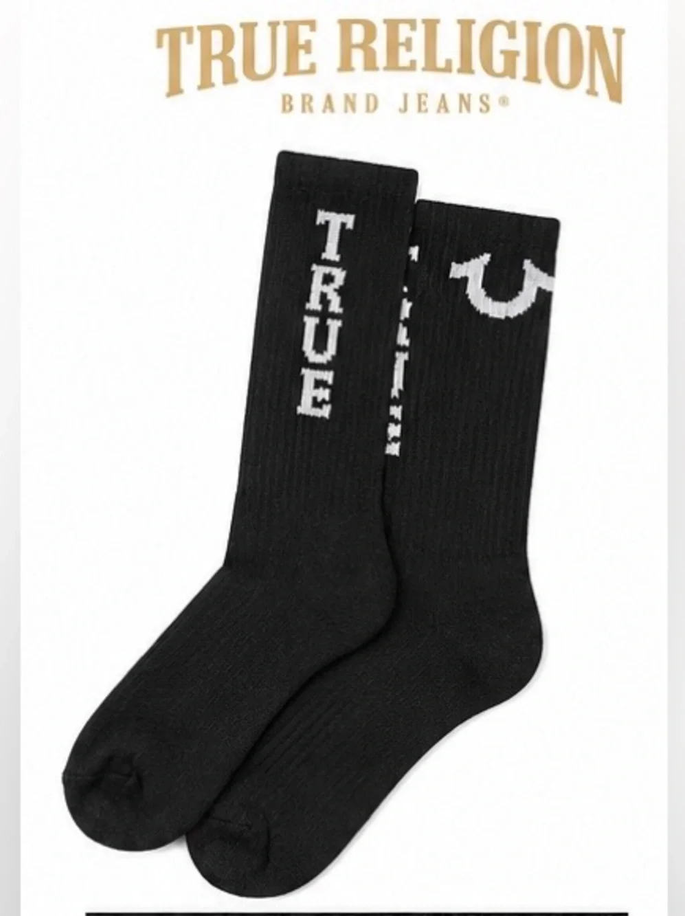 True Religion Men's Cushion Crew Socks 8 Pack • Black